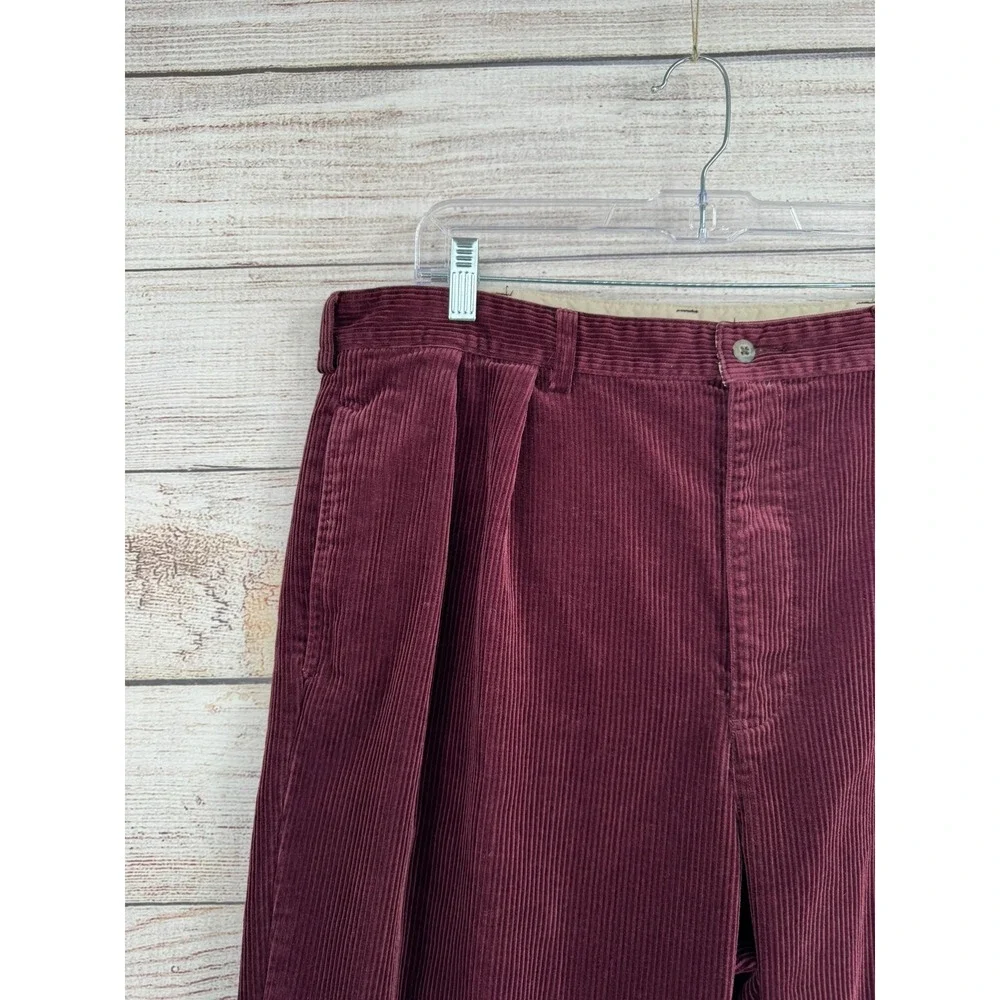 Polo Ralph Lauren Corduroy Pants Mens 38x32 Burgundy Pleated Front Cords